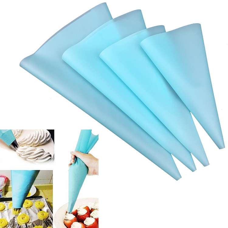 4 in 1 Silicone Icing Piping Cream Pastry Bag Nozzle DIY Cake Decorating Tools Set(EVA Bag Green 4 M