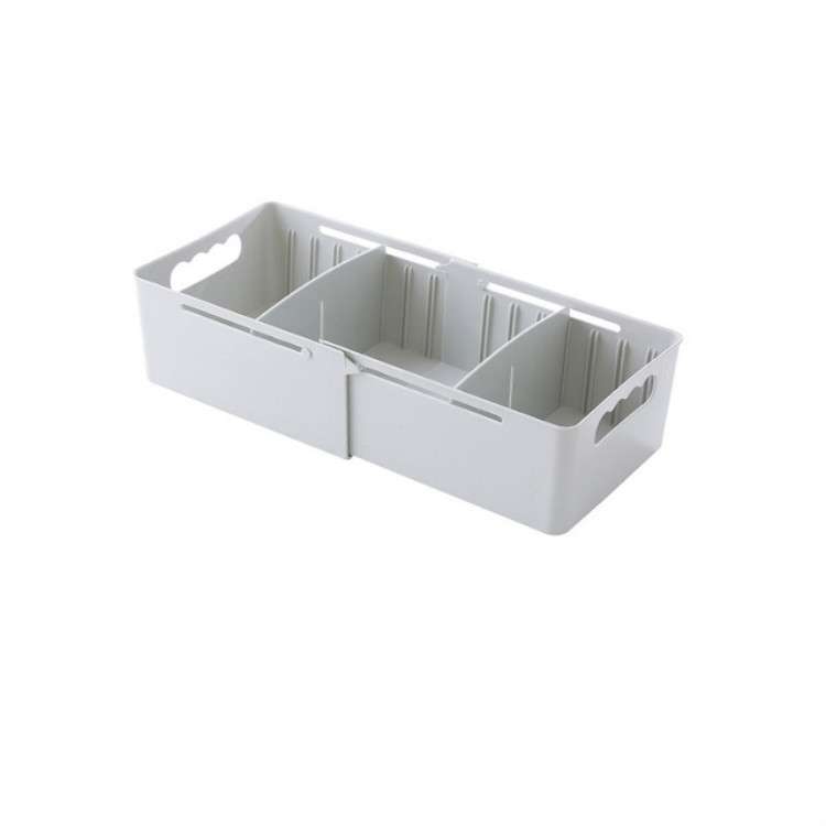 Retractable And Adjustable Three Pane Socks Storage Box(White)