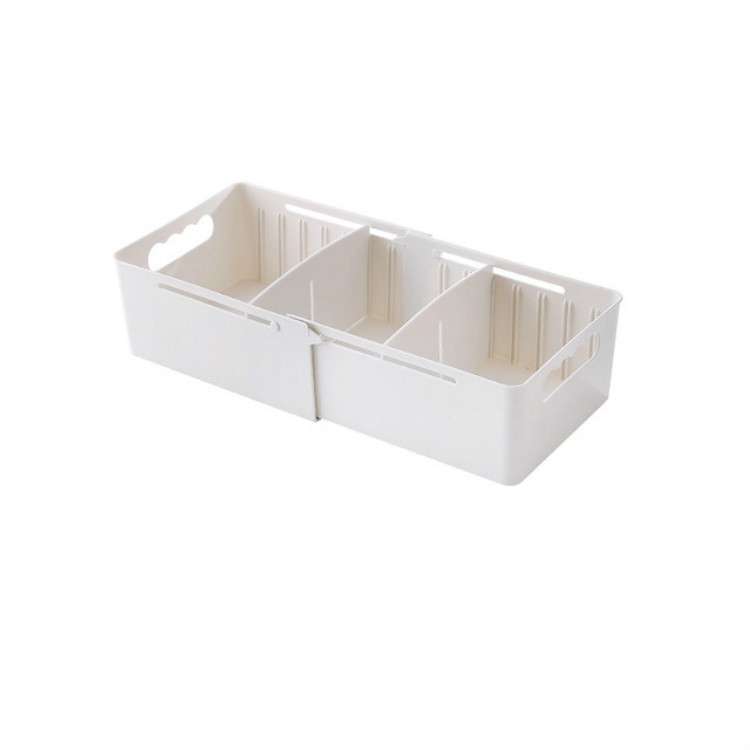 Retractable And Adjustable Three Pane Socks Storage Box(White)
