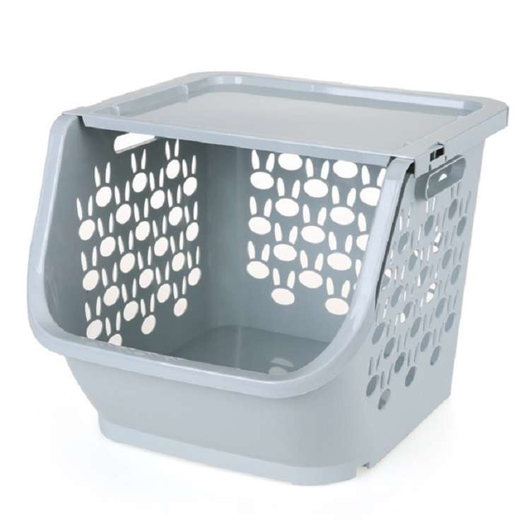 Stackable Kitchen Plastic Storage Basket Bathroom Shelf(Pink)