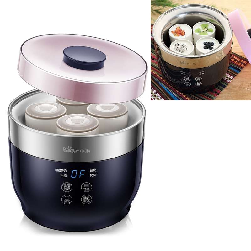 Bear SNJ-C10T1 Fully Automatic Ceramic Yogurt Cup Rice Wine Cheese Machine Yogurt Machine, Glass Lin