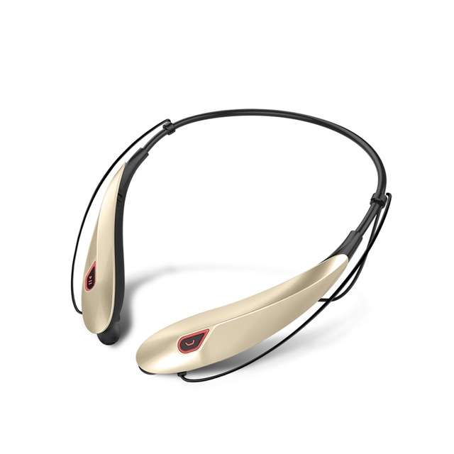 Large Capacity Battery Handsfree Sport Wireless Bluetooth Stereo Earphones with Mic(Black red)