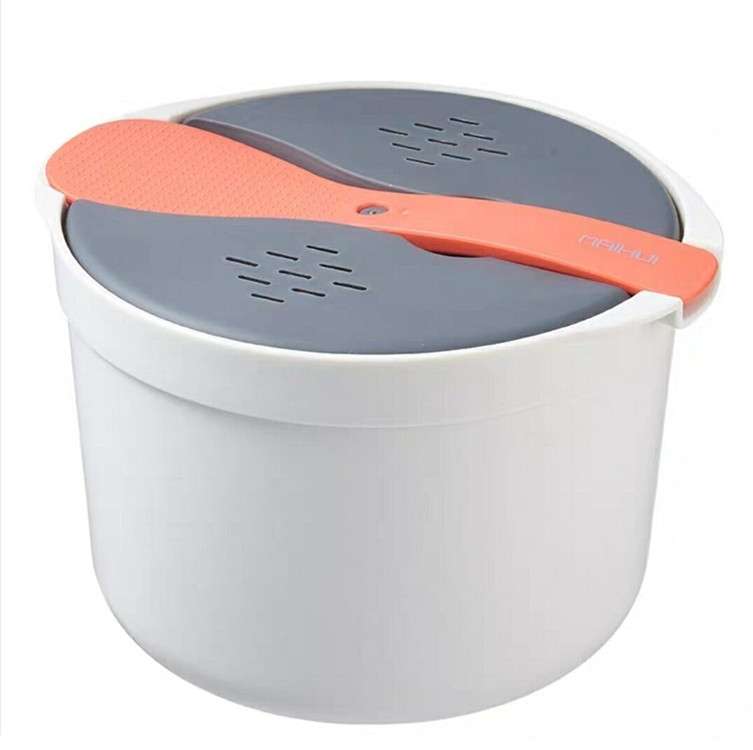 Kitchenware Microwave Oven Utensils Rrice Cooker Heating Steamer Pot Steamed Rice Box(Forest Green)