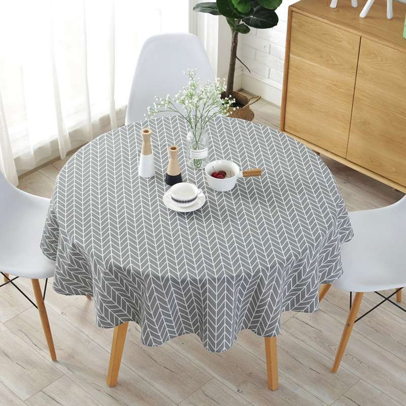 Polyester Cotton Round Tablecloth Dust-proof Cotton and Linen Printing Tablecloth, Diameter:150cm(Co