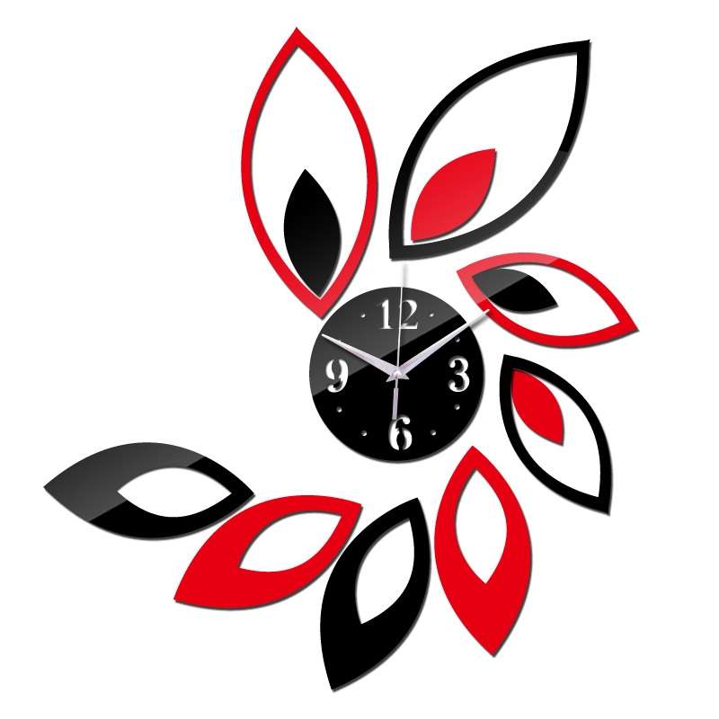 Flower Art Modern Design DIY Removable 3D Crystal Mirror Wall Clock Wall Sticker Living Room Bedroom
