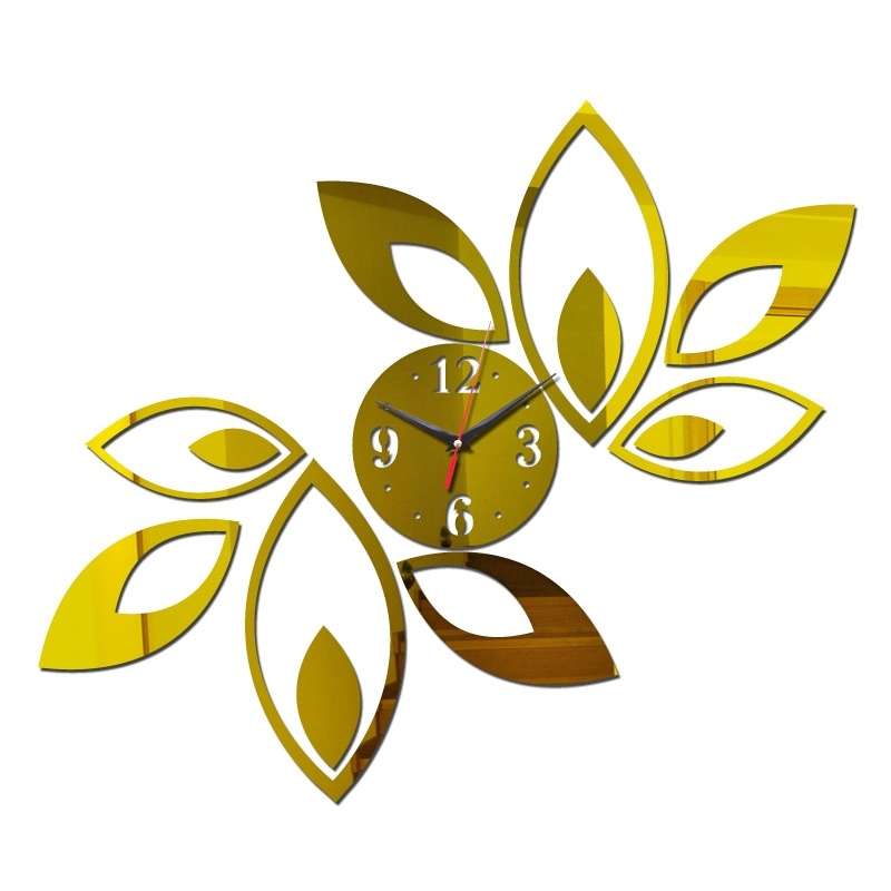 Flower Art Modern Design DIY Removable 3D Crystal Mirror Wall Clock Wall Sticker Living Room Bedroom