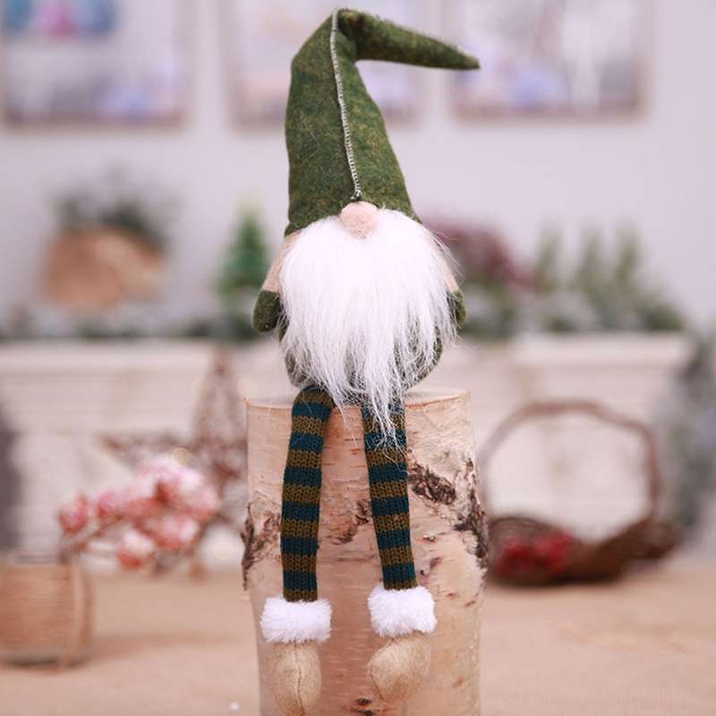 Cute Sitting Faceless Long-legged Elf Doll Christmas Decoration(Grey)