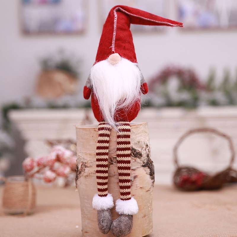 Cute Sitting Faceless Long-legged Elf Doll Christmas Decoration(Grey)