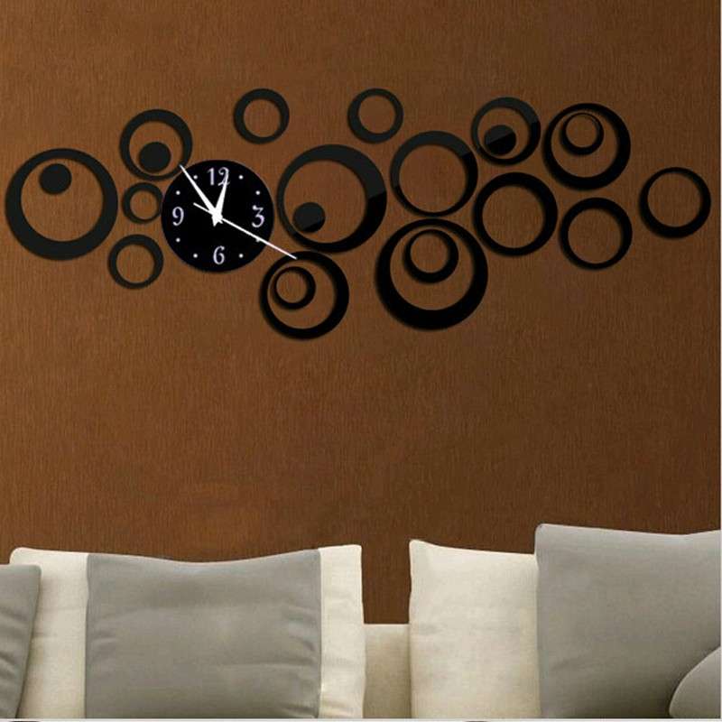 Wall Clock 3D Three-dimensional Acrylic Fashion Mirror Wall Stickers Clock DIY Circle Combination De