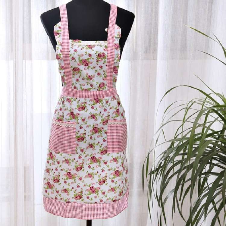 Kitchen Cooking Oil-resistant Brushed Apron Smock(Flowers)