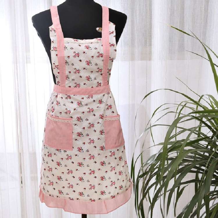 Kitchen Cooking Oil-resistant Brushed Apron Smock(Flowers)