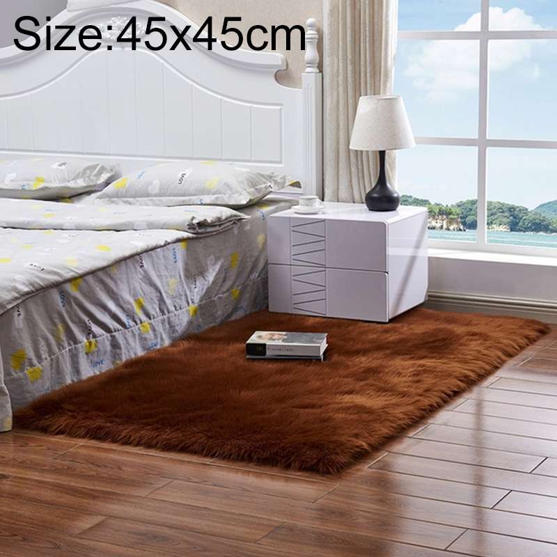 Luxury Rectangle Square Soft Artificial Wool Sheepskin Fluffy Rug Fur Carpet, Size:45x45cm(White + G