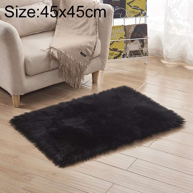 Luxury Rectangle Square Soft Artificial Wool Sheepskin Fluffy Rug Fur Carpet, Size:45x45cm(White + G