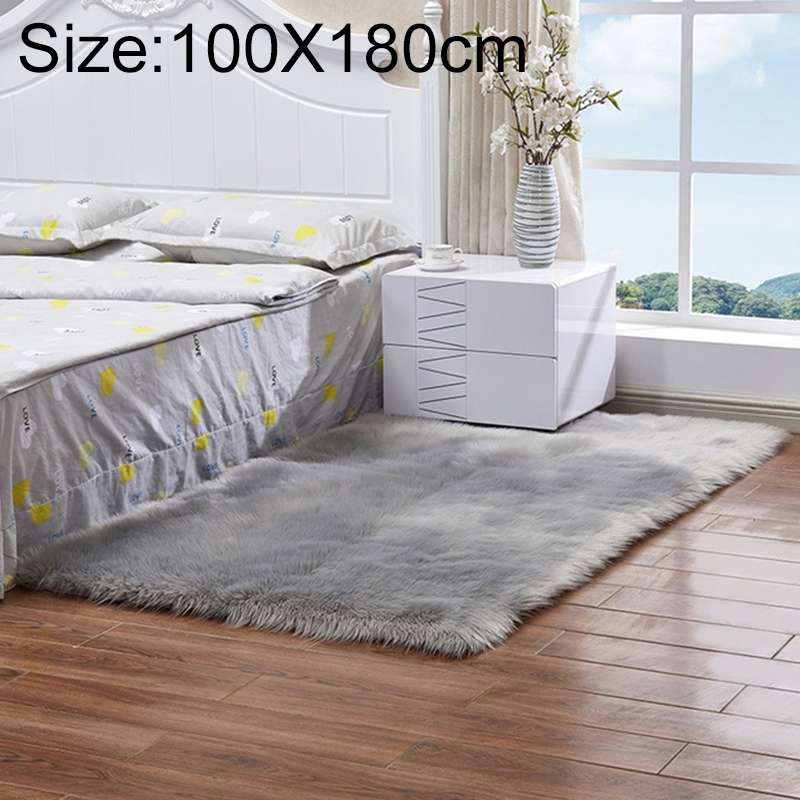 Luxury Rectangle Square Soft Artificial Wool Sheepskin Fluffy Rug Fur Carpet, Size:100x180cm(Black)