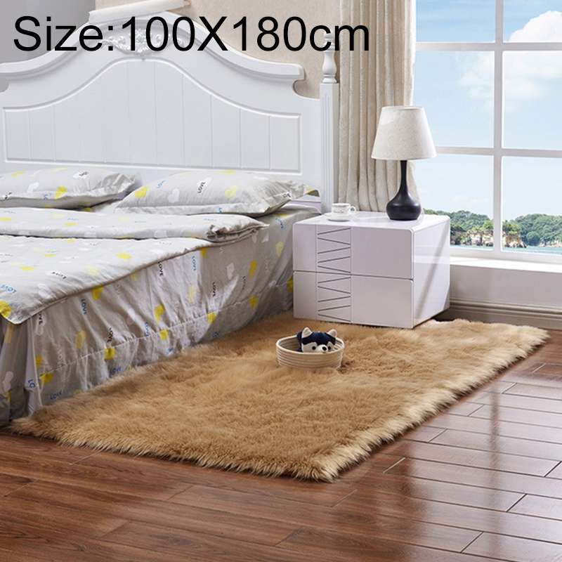 Luxury Rectangle Square Soft Artificial Wool Sheepskin Fluffy Rug Fur Carpet, Size:100x180cm(Black)