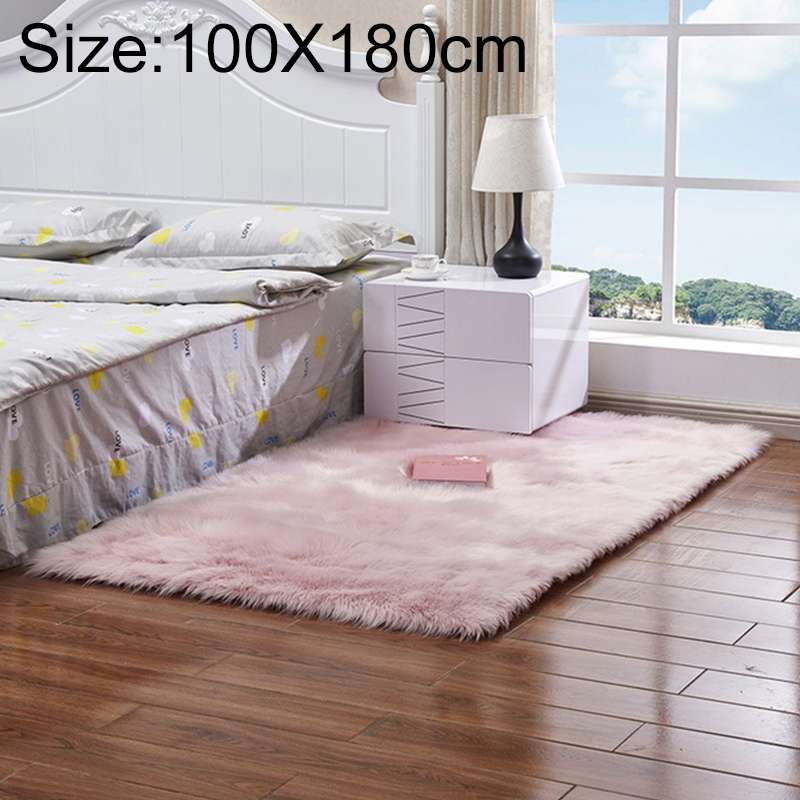 Luxury Rectangle Square Soft Artificial Wool Sheepskin Fluffy Rug Fur Carpet, Size:100x180cm(Black)