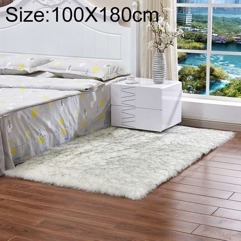 Luxury Rectangle Square Soft Artificial Wool Sheepskin Fluffy Rug Fur Carpet, Size:100x180cm(Black)