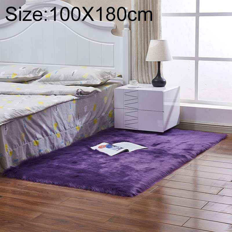 Luxury Rectangle Square Soft Artificial Wool Sheepskin Fluffy Rug Fur Carpet, Size:100x180cm(Black)