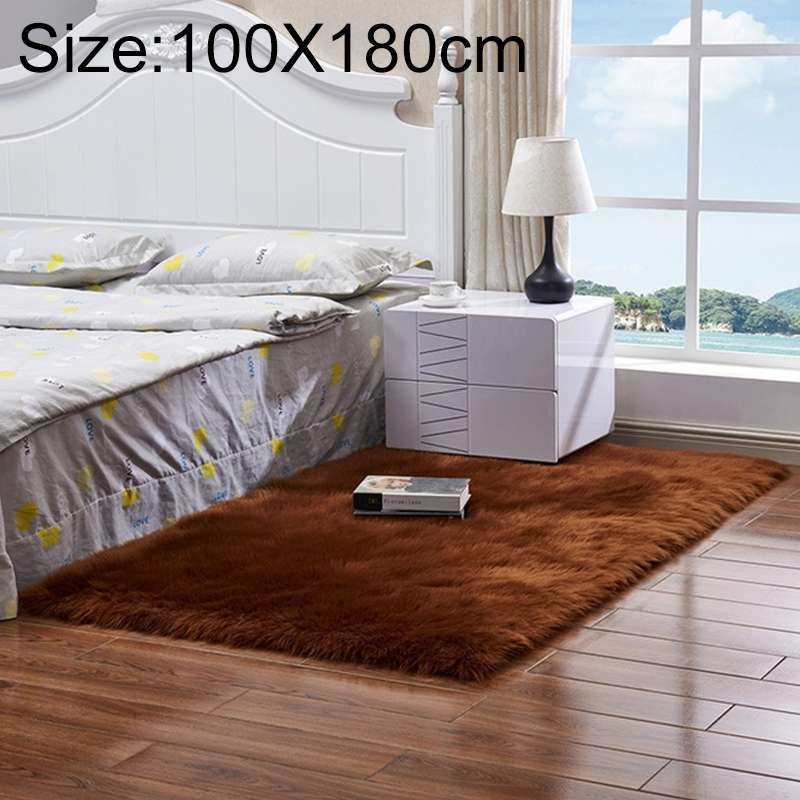 Luxury Rectangle Square Soft Artificial Wool Sheepskin Fluffy Rug Fur Carpet, Size:100x180cm(Black)