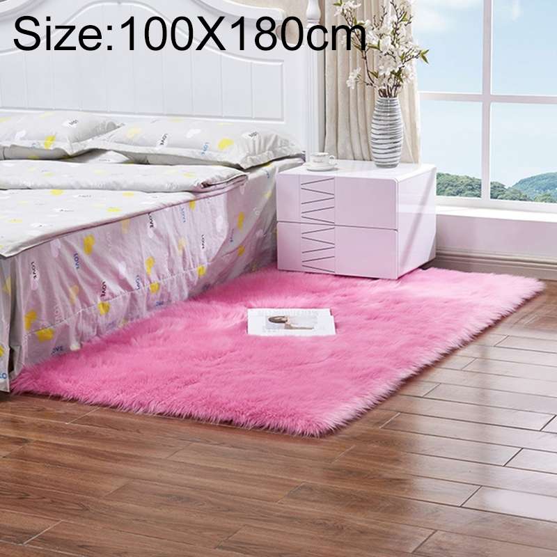 Luxury Rectangle Square Soft Artificial Wool Sheepskin Fluffy Rug Fur Carpet, Size:100x180cm(Black)