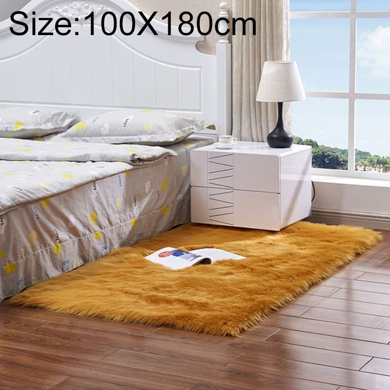 Luxury Rectangle Square Soft Artificial Wool Sheepskin Fluffy Rug Fur Carpet, Size:100x180cm(Black)