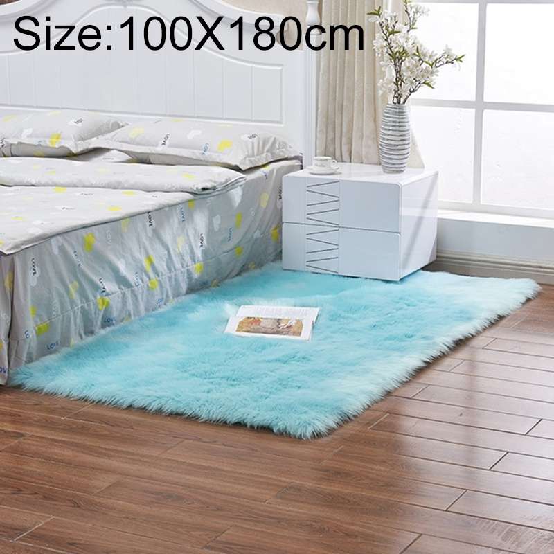 Luxury Rectangle Square Soft Artificial Wool Sheepskin Fluffy Rug Fur Carpet, Size:100x180cm(Black)