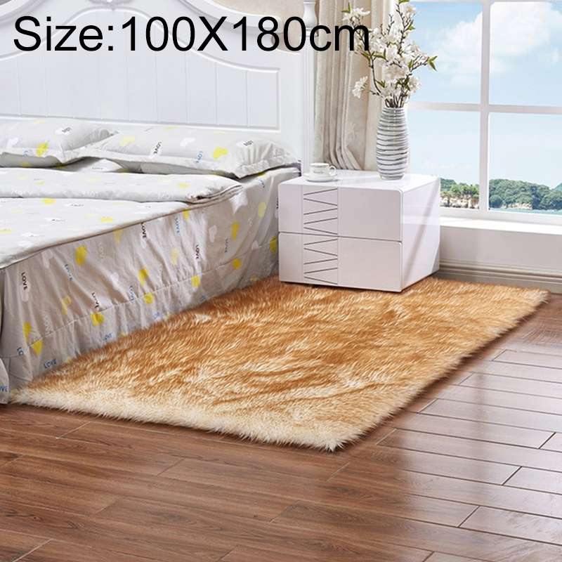 Luxury Rectangle Square Soft Artificial Wool Sheepskin Fluffy Rug Fur Carpet, Size:100x180cm(Black)
