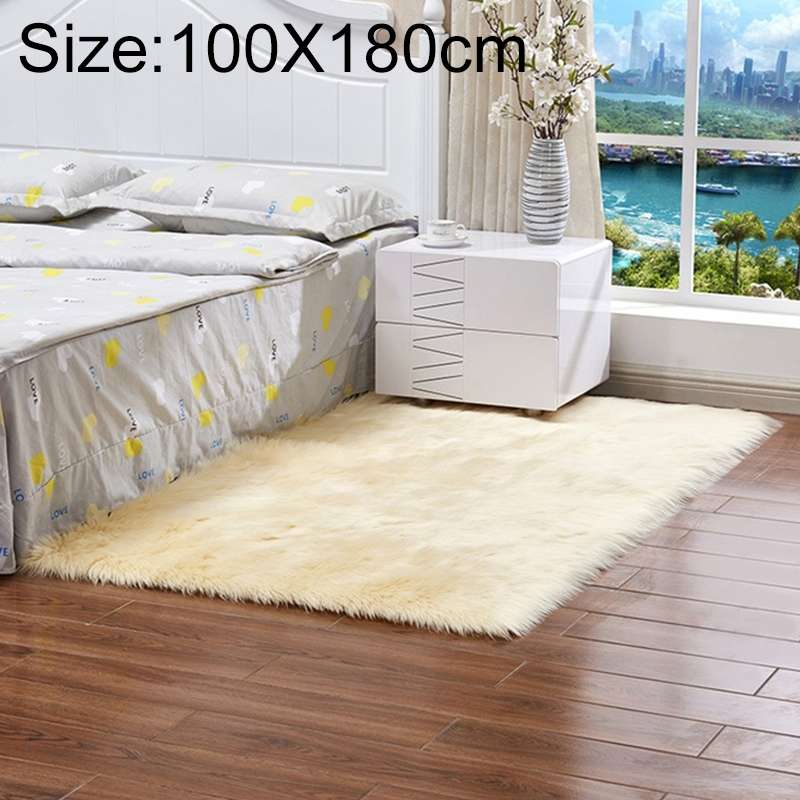 Luxury Rectangle Square Soft Artificial Wool Sheepskin Fluffy Rug Fur Carpet, Size:100x180cm(Black)