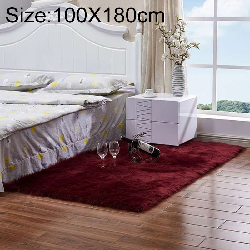 Luxury Rectangle Square Soft Artificial Wool Sheepskin Fluffy Rug Fur Carpet, Size:100x180cm(Black)