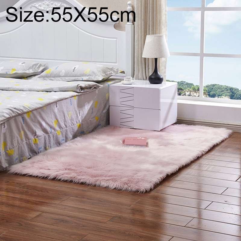 Luxury Rectangle Square Soft Artificial Wool Sheepskin Fluffy Rug Fur Carpet, Size:55x55cm(Dark Blue