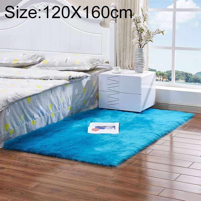 Luxury Rectangle Square Soft Artificial Wool Sheepskin Fluffy Rug Fur Carpet, Size:120x160cm(White +