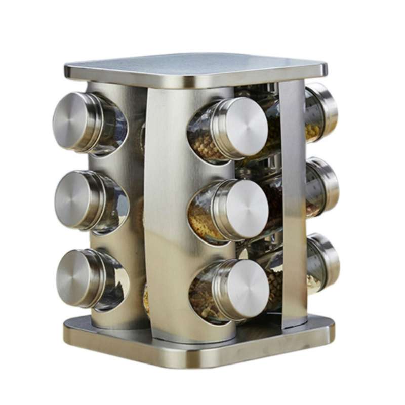 12 in 1 Stainless Steel Canister Set with Turnable Holder(Silver)