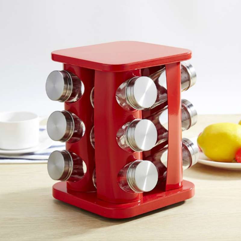 12 in 1 Stainless Steel Canister Set with Turnable Holder(Silver)