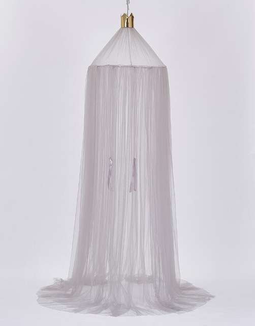 Baby Bed Curtain Hung Dome Mosquito Net Girls Crown Hanging Net Princess Tents(Gray)