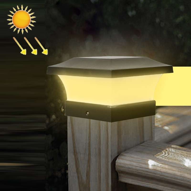 Solar LED Waterproof Outdoor Column Light Courtyard Lighting Lamp(Warm Light)