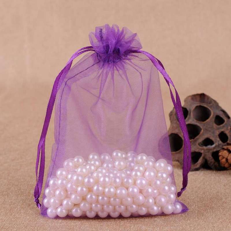100 PCS Gift Bags Jewelry Organza Bag Wedding Birthday Party Drawable Pouches, Gift Bag Size:10x15cm