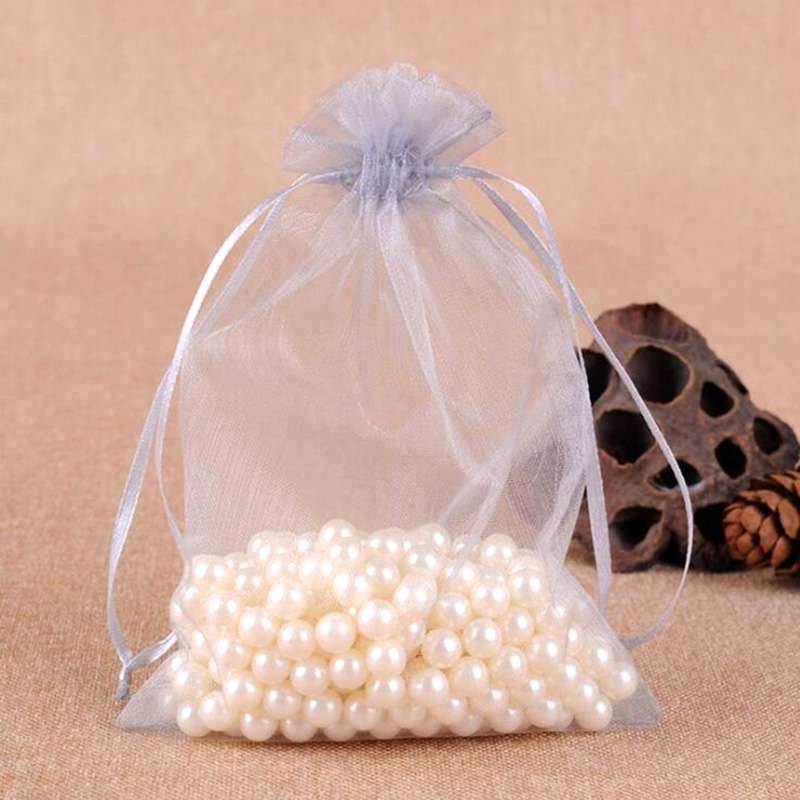 100 PCS Gift Bags Jewelry Organza Bag Wedding Birthday Party Drawable Pouches, Gift Bag Size:13X18cm