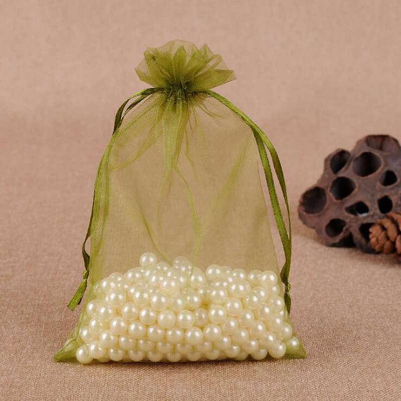 100 PCS Gift Bags Jewelry Organza Bag Wedding Birthday Party Drawable Pouches, Gift Bag Size:13X18cm