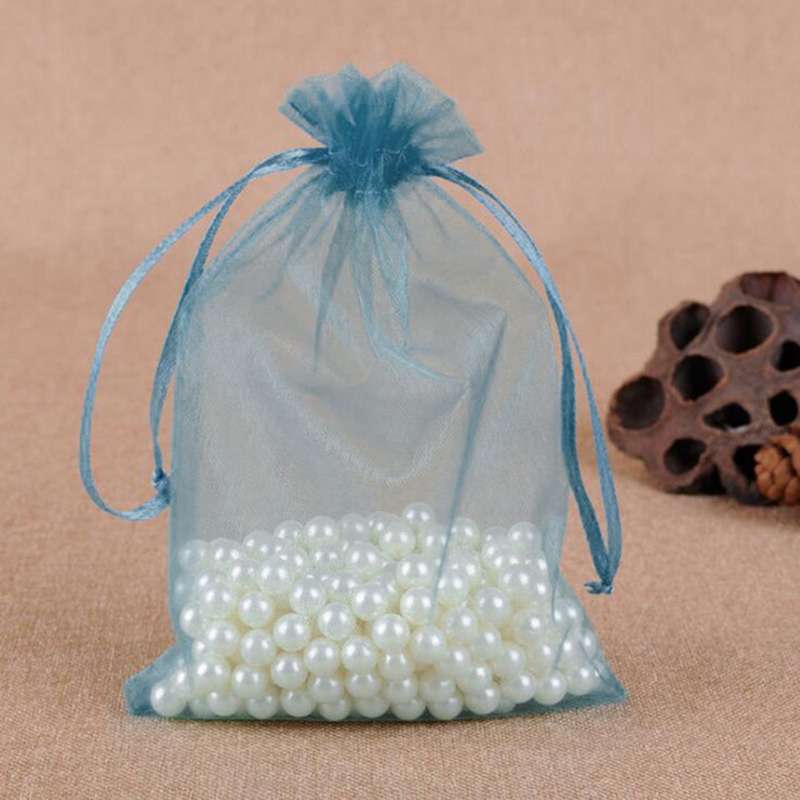 100 PCS Gift Bags Jewelry Organza Bag Wedding Birthday Party Drawable Pouches, Gift Bag Size:13X18cm