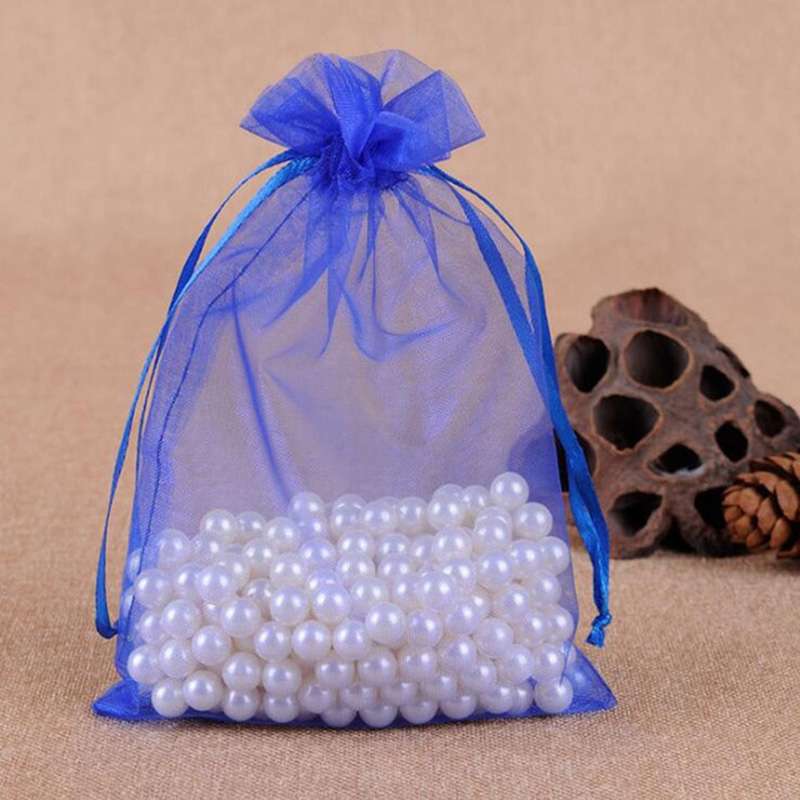 100 PCS Gift Bags Jewelry Organza Bag Wedding Birthday Party Drawable Pouches, Gift Bag Size:13X18cm