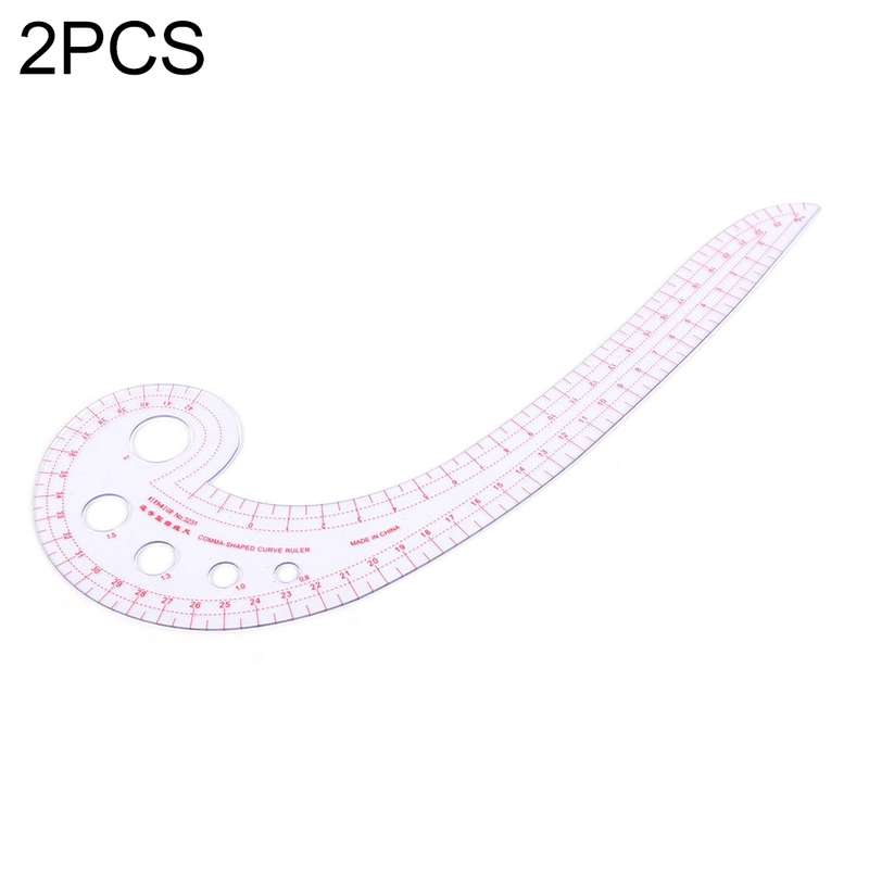 2 PCS Long Comma Shaped Plastic Transparent Curve Ruler(Transparent)