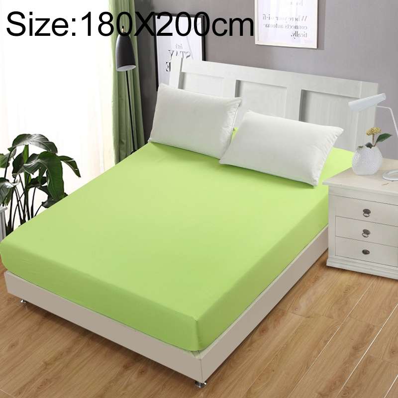 Plain Mattress Protector Bed Mat Mattress Cover Fitted Sheet, Size:180X200cm(Green)
