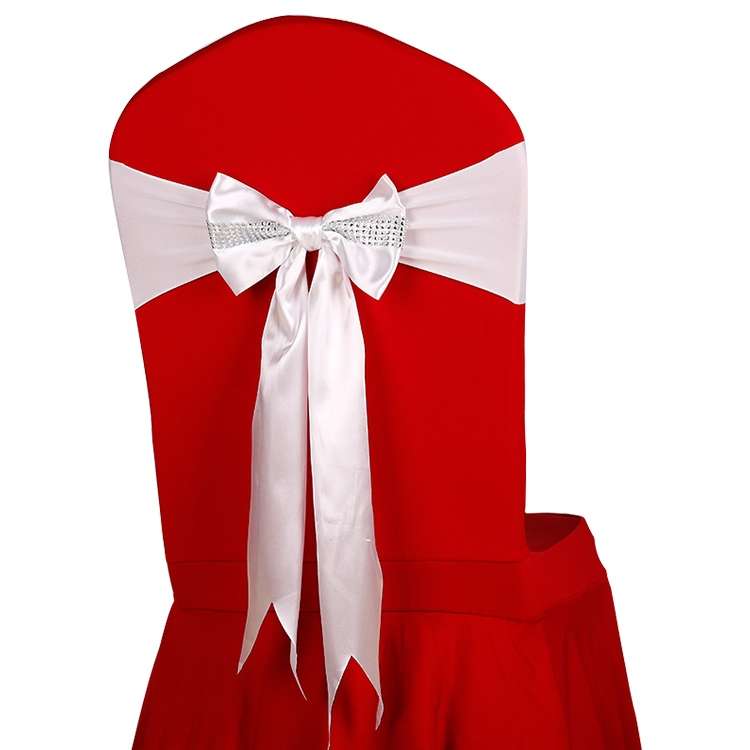 For Wedding Events Party Ceremony Banquet Christmas Decoration Chair Sash Bow Elastic Chair Ribbon B