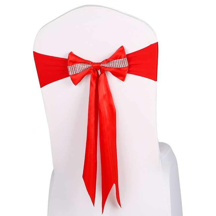 For Wedding Events Party Ceremony Banquet Christmas Decoration Chair Sash Bow Elastic Chair Ribbon B