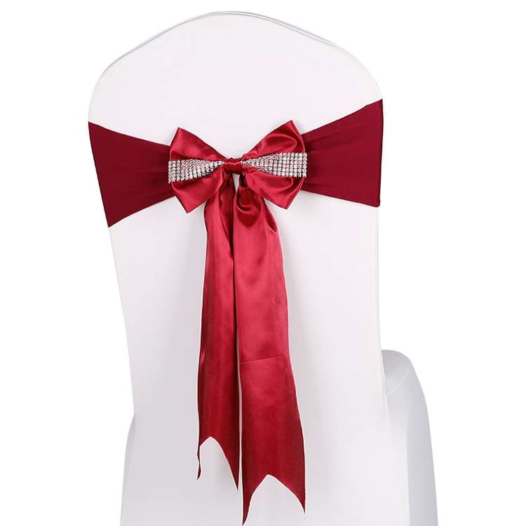 For Wedding Events Party Ceremony Banquet Christmas Decoration Chair Sash Bow Elastic Chair Ribbon B