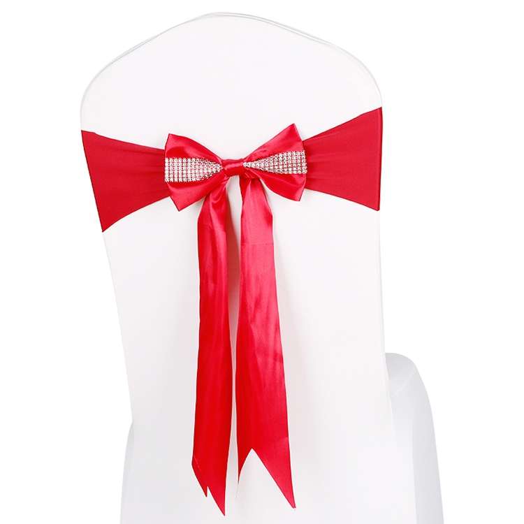 For Wedding Events Party Ceremony Banquet Christmas Decoration Chair Sash Bow Elastic Chair Ribbon B