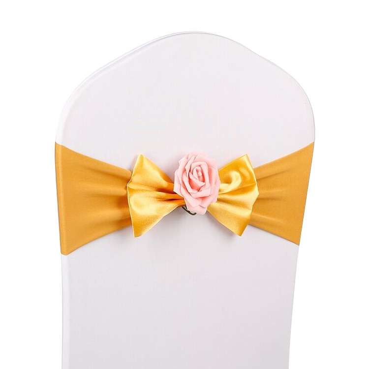 Wedding Chair Cover Sash Satin Fabric Bow Tie Ribbon Band Decoration Hotel Wedding Party Ceremony Ba