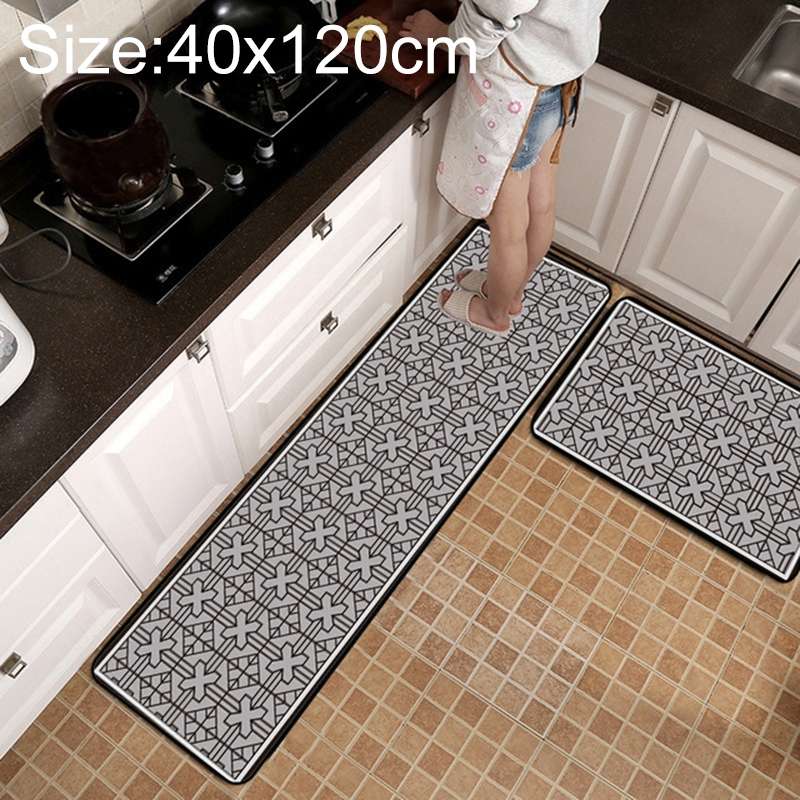 Geometric Lattice Carpet Kitchen Bath Antiskid Mat, Size:40x120cm(Black White Plaid)