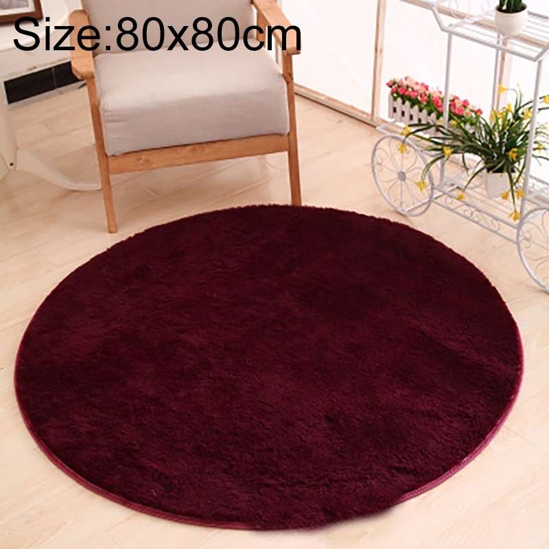 KSolid Round Carpet Soft Fleece Mat Anti-Slip Area Rug Kids Bedroom Door Mats, Size:Diameter: 80cm(C