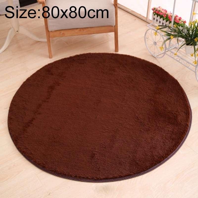 KSolid Round Carpet Soft Fleece Mat Anti-Slip Area Rug Kids Bedroom Door Mats, Size:Diameter: 80cm(C
